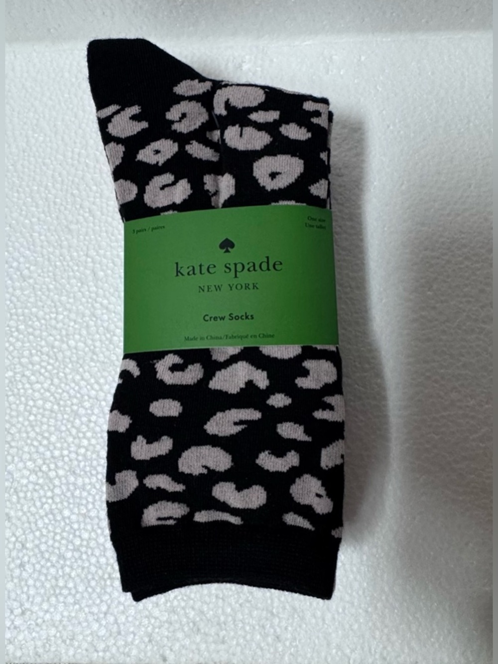 kate spade Black & Light Pink Leopard-Print Crew Socks